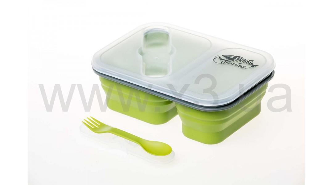 TRAMP Контейнер 2 отсека силиконовый (900ml) с ловилкой