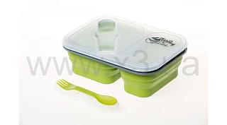 TRAMP Контейнер 2 отсека силиконовый (900ml) с ловилкой