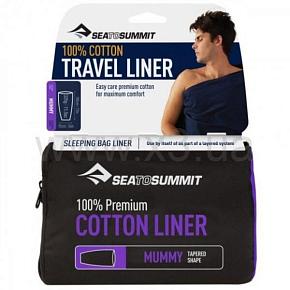 SEA TO SUMMIT Premium Cotton Liner Mummy вкладыш в спальник Navy Blue