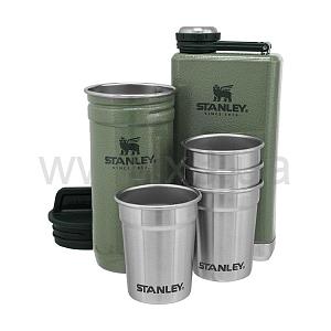 STANLEY Подарочный набор Adventure Hammertone Green: 2 фляги и 4 рюмки