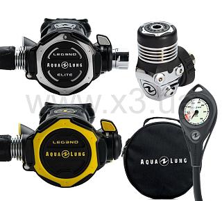 AQUALUNG Комплект регулятор LEG3ND ELITE DIN октопус LEG3ND и манометр (RC124113)