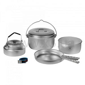 TRANGIA Набор посуды Camping Set 24 (казанок, кастрюля, сковорода, чайник, крышка, ручка, ремешок)