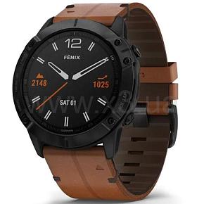 GARMIN fēnix 6X - Black DLC with Chestnut Leather Band