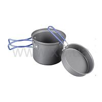 TRAMP Кастрюля-кружка анодированная с крышкой сковородкой 0,9+0,5л UTRC-145 (039)