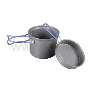 TRAMP Кастрюля-кружка анодированная с крышкой сковородкой 0,9+0,5л UTRC-145 (039)