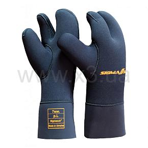 SIGMASUB Рукавицы 3-х палые 7мм. лайкра/откр.пора 